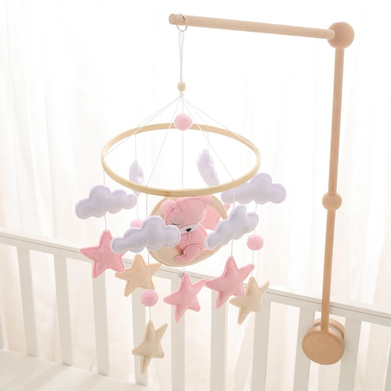 Baby-Kinderbett-Mobile-Rassel-Spielzeug 0-12 Monate Säugling Weicher Filz Teddy Samt Rosa Bär Bettglocke Hängendes Spielzeug Halterung Babybett Mädchen Spielzeug