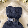 Damen Jeans Jumpsuit Sommer Playsuit Mode Hot Drill Hoher Bund Schmal Ärmellos Trägerlos Gürtel Outfits