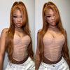 13x6 Ginger Blonde Fall Colored Human Hair Lace Front Wigs 180% HD Lace Frontal Wigs Straight Honey Blonde Human Hair Wig