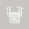 Solid Tie Shoulder Ruched Wide Strap Slim Fit Crop Top for Women Summer 2025 Y2K Clothes Pink Backless Cami Top Streetwear