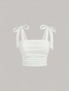 Solid Tie Shoulder Ruched Wide Strap Slim Fit Crop Top for Women Summer 2025 Y2K Clothes Pink Backless Cami Top Streetwear