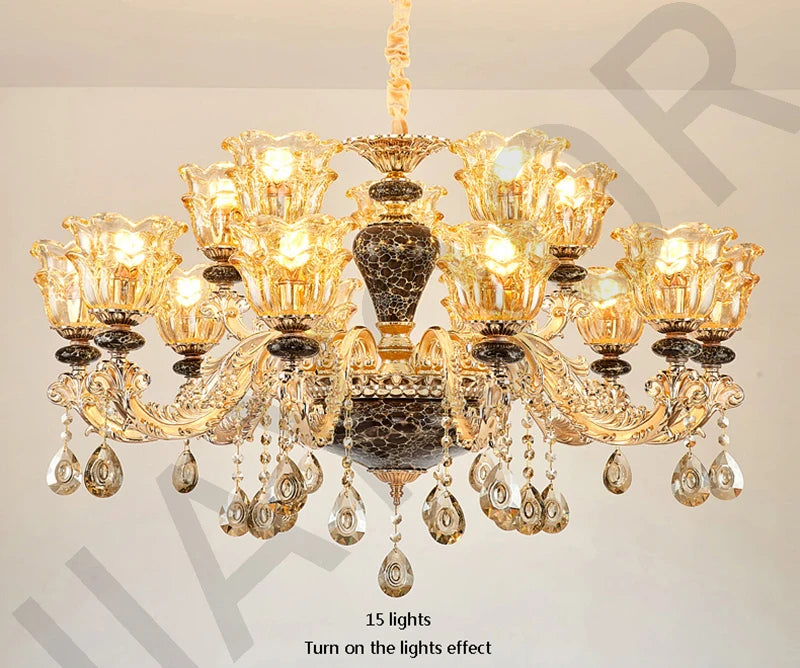 Kronleuchter Wohnzimmer Groß Luxus Kristall Lampe Esszimmer Schlafzimmer Dekoration Französischer Retro Kronleuchter Beleuchtung