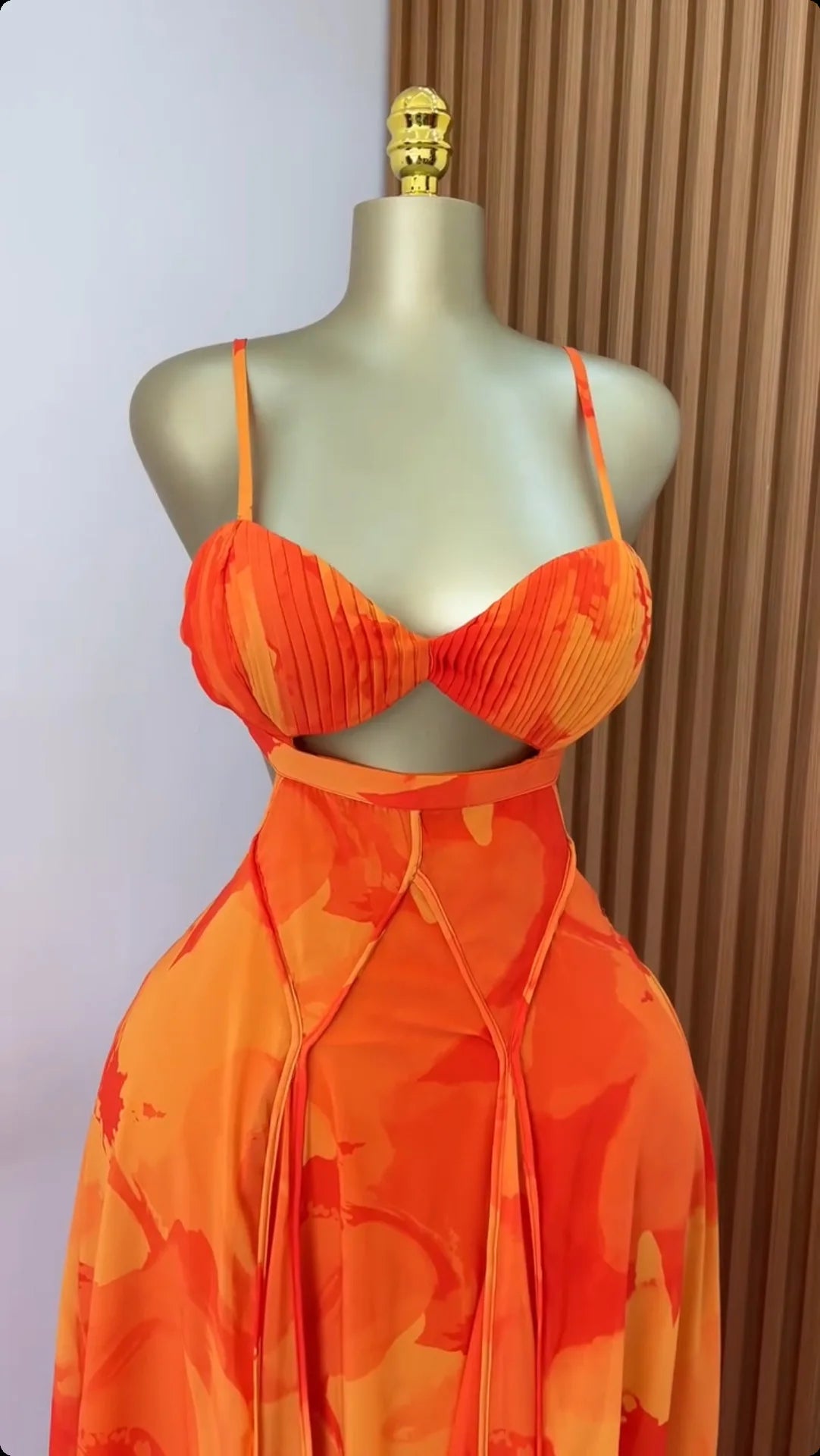 CM.YAYA Damen Blumenmuster Trägerloser Rückenfreier BH Vorne Großes Swing Maxi Langes Kleid 2025 Vintage Sexy Club Party Abendkleider