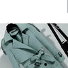Women Long Trench Coat Fashion Windproof Coat Double Breasted Trench Coats Green Belt Windbreaker Spring Autumn Female Outerwear