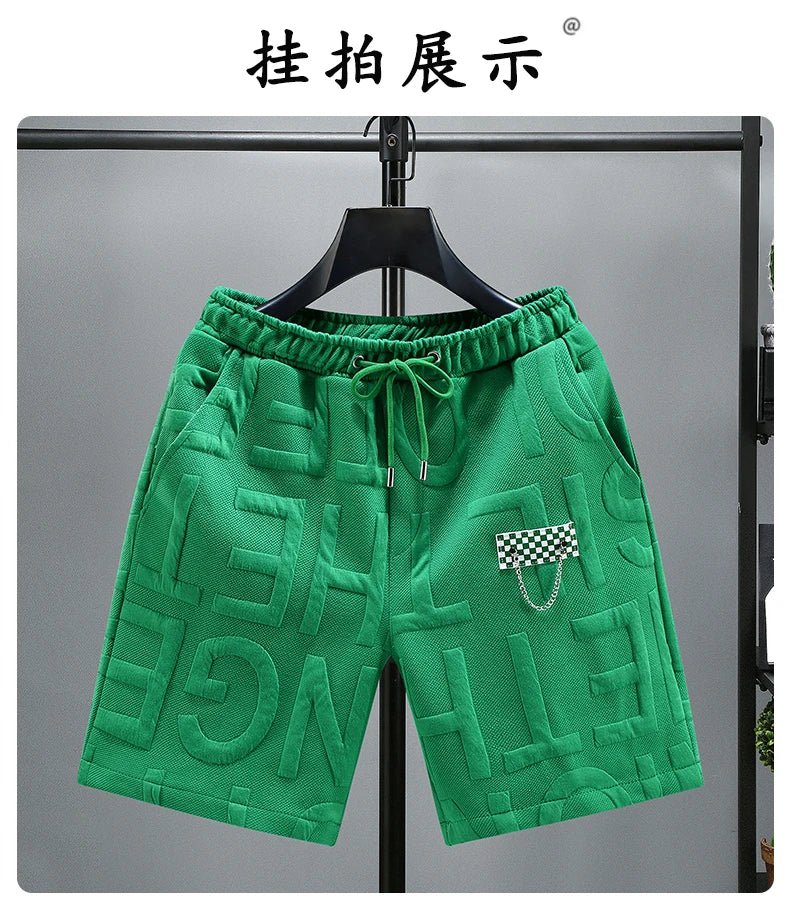 Neue Mode gestrickte Shorts Herren Bequemer elastischer Bund Kleidung Männliche atmungsaktive kurze Hosen Übergröße