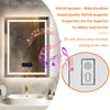 Intelligenter LED-Badezimmerspiegel, rechteckiger Wandspiegel mit Bluetooth-Lautsprecher, Uhrzeit, Temperatur, Lichtspeicher, Front- und Hintergrundbeleuchtung, Antibeschlag