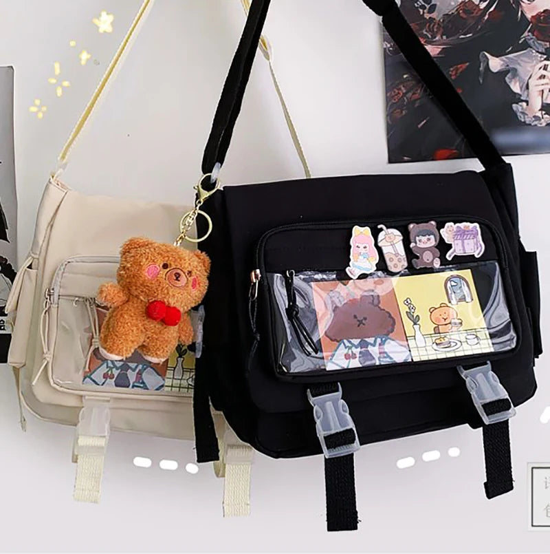 Y2K Waterproof Canvas School Bags Messenger Bag Women Handbags Student Shoulder Bag Fashion Large Capacity Crossbody Bag Itabag