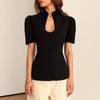 Fashion Women's Stand Collar Blazer Short Sleeve Button Puff Sleeves Solid Lady Top 2025 Summer Autumn Elegant Female Coat