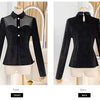Black Vintage Doll Collar Polka Dot Gold Velvet Top Women's Autumn and Winter Gauze Splicing Perspective Sexy T-shirt