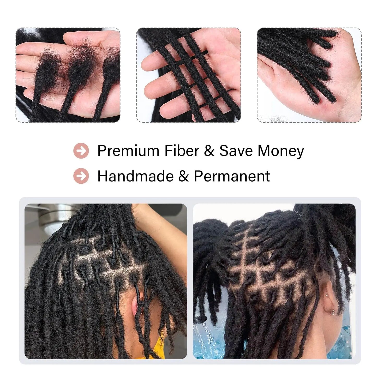 Dreadlock Extensions Loc Extensions Afro Kinky Dreads Extensions for Men/Women, Synthetic Dread Set Thick Soft Locs Extensions