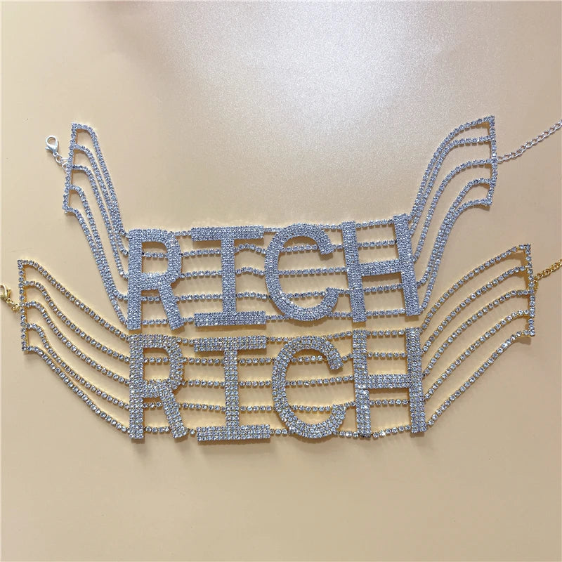 Wholesale NASTY SEXY Shiny Rhinestone Choker Necklace Letter for Women BABY Big Choker Necklace Crystal Collar Statement Jewelry