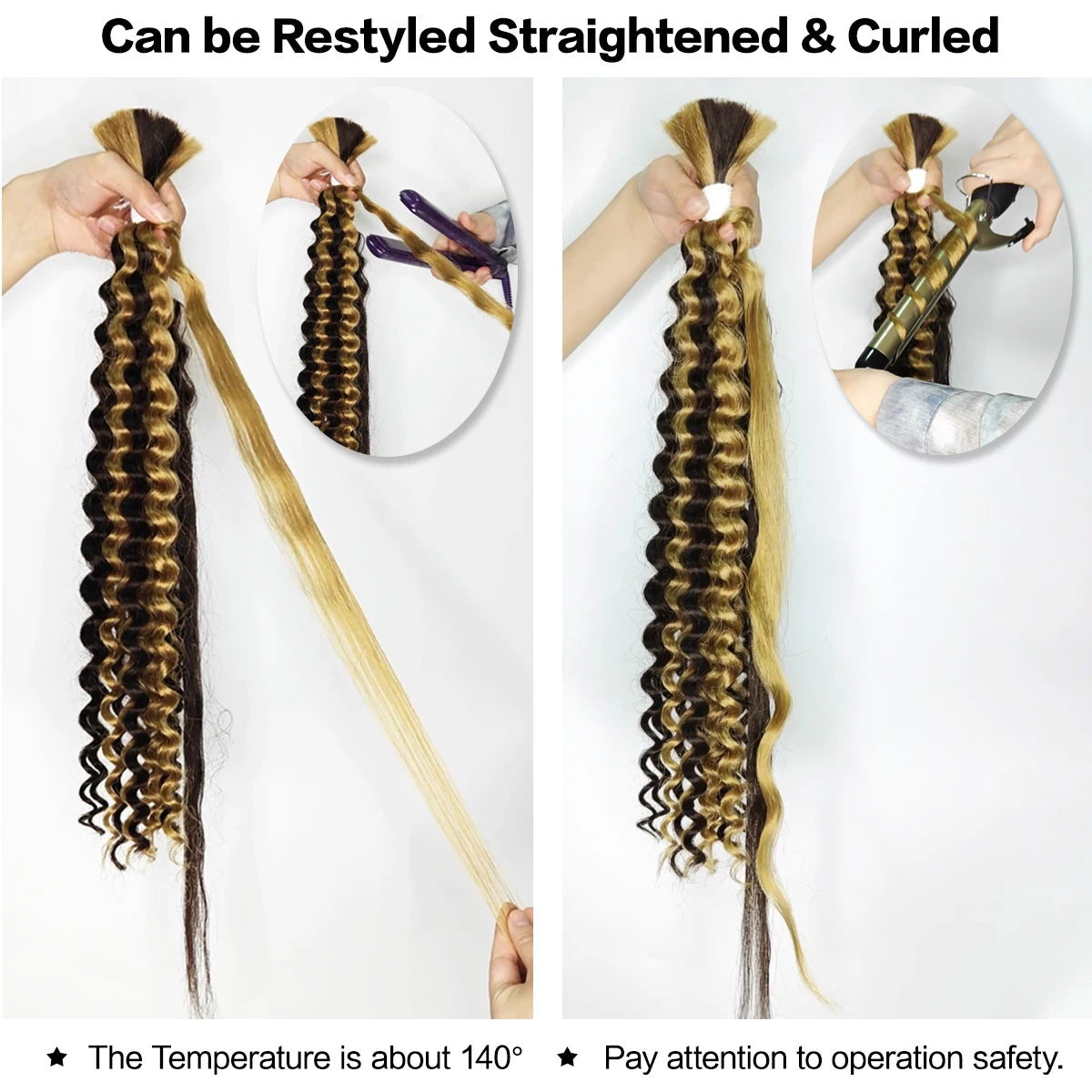 Synthetic Braiding Hair for Boho Braids 20Inch 90G Deep Wave Bulk High Quality Synthetic Protein Hair Extensions For Women