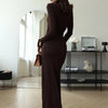 Mozision Rollkragen Oberschenkelhohes Schlitz Sexy Maxikleid für Damen Mode Langarm Drapierte Bandage Bodycon Club Langes Kleid