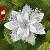 3/10Stück 14cm Weihnachtsblumen Glitzer Rot Gold Blütenkopf Weihnachtsbaumschmuck Neujahrsdekorationen für Zuhause Navidad Noel Geschenke