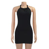Women Sleeveless Backless Mini Skirt Dress 2023 Y2K Summer Bodycon Hang Neck Elegant Sexy Outfits Ladies Party Club Sundress