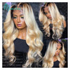 1B 613 Body Wave Human Hair Wig 13x6 Hd Lace Frontal Wig Brazilian 2 Tone Dark Root Ombre Blonde Lace Front Wigs For Black Women