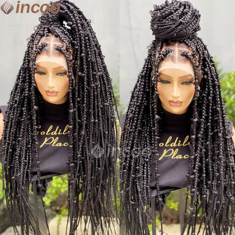 36 Zoll Synthetische Spitze Geflochtene Perücken Schmetterlingszöpfe Spitzenperücke für schwarze Frauen Zopfperücken im Ausverkauf Box Braids Spitzenperücke