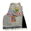 Retro Blaue Streetwear Patchwork Denim Shorts Y2K Jeans Herren Damen Hip Hop Cartoon Grafiken Lose Camo Denim Fitness Freizeit Shorts