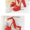 Fashion Women Pumps Sandals Summer Platform Belt Buckle Strap PU Square Heel Outdoor Korean Style Black Open Toe Grace 1550-1