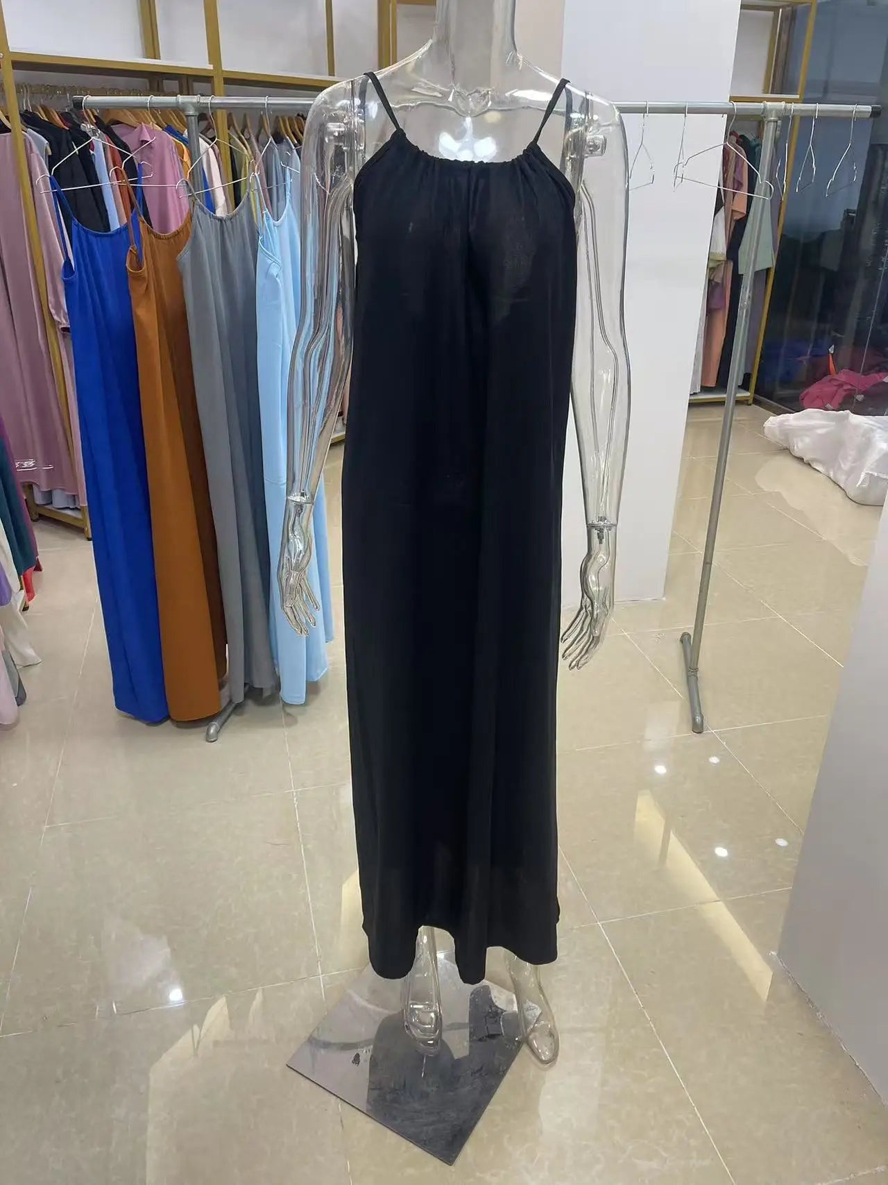 New Arrival Women's Strapless Backless Long Loose Home Dress Comfortable Sleepwear Casual Maxi Dress