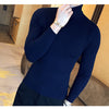 Mens Turtleneck Sweaters Winter Warm Knit Pullover Korean Cotton Solid Color Casual Slim Sweater Male Clothing Bottoming Shirt