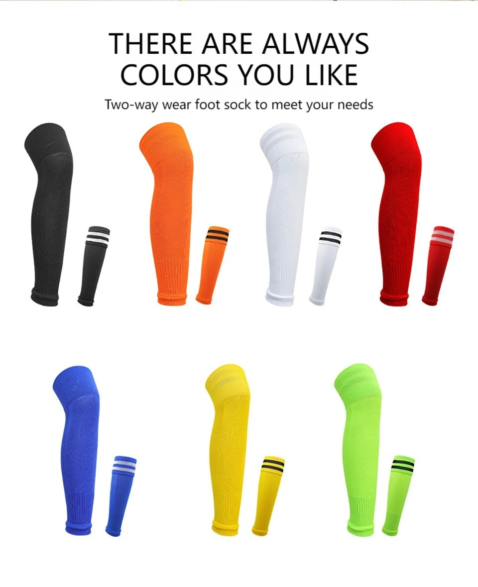 Loogdeel Adult Leg Warmers Elastic Soccer Shin Guard Calf Socks Over Knee Men Sports Compression Protection Long Sleeve Training