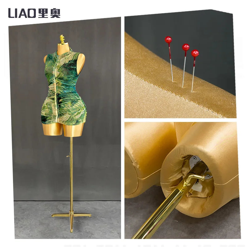 New gold plentiful female mannequins Plus size butt Dress skirt Clothing display pin able Adjustable base