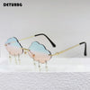 Fashion Rimless Cloud Shaped Sunglasses with Lightning Pendant Y2K Women's Luxury Sun Glasses Shades UV400 Brand Designer SG28