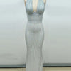 Sexy Neckholder Maxikleid mit tiefem V-Ausschnitt, Pailletten, Damen, Grün, Ärmellos, Rückenfrei, Pailletten, Schlankes langes Kleid, Celebrity Partykleider