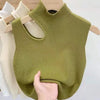 Women Knitted Tank Top Summer Fall Slim Sweater Short Sleeveless Solid Summer Sweaters Hollow Out Pullovers 2026