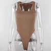 Sleeveless Knit Bodysuit 2024 Hot Summer Sexy Bodycon Off Shoulder Halter Tops Casual Street Bodice For Women ClubWear