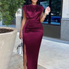 Burgundy Dresses Plus Size 4XL Sexy Bodycon Long Prom Slit Evening Birthday Party Cocktail Outfits for Ladies 2024 Spring Summer