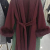 UCXQ Elegant OL Office Lady Overcoats Fur Patchwork Long Sleeve Woolen Coat Beautiful Women's Clothing Jacket Autumn 2025 Winter