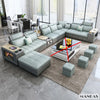 MINGDIBAO Nordische Stoff-Sofagarnitur mit Bluetooth-Lautsprecher & USB – Modernes Modulares Wohnzimmer-Sofa, Großes U-förmiges Ecksofa aus Stoff