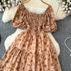 2024 Neues Sommer Blumenmuster Maxikleid Damen Vintage Eckiger Ausschnitt Geraffte Brust Schärpe Bandage Sommerkleid Partykleid