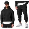 Men's Thick Cotton Training Sets Hoodie Casual Sports Pullover Hooded 2-piece Top with Pants Sweatshirts Gym Running Tracksuits