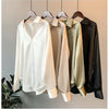 1pcs Woman Spring Autumn Satin Shirt Lady Long Sleeve Lapel Blouses Cardigans Elegance Sweet Casual Coats Girl Sunscreen Top