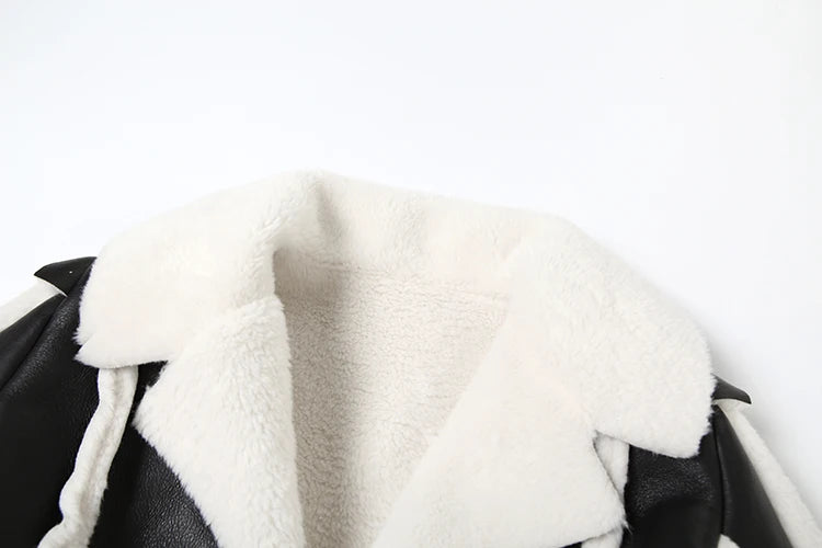 Weird Puss Furry Patchwork Women Crop Jacket Hipster Full Sleeve Open Stitch Hipster Streetwear Warm Outwear Basic Wild Coat