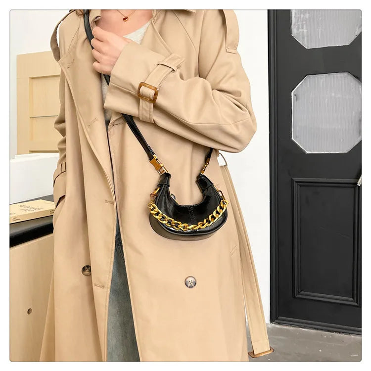 2024 Herbst Winter Mini Umhängetaschen für Damen Luxus Halbmond-Handtaschen für Damen Handtaschen mit Griff Weibliche kleine Tasche