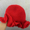Handgestrickte Mütze mit plissierten Rüschenkanten und Spitze für Damen und Herren, originelle und kreative Mütze für Erwachsene