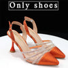 Venus Chan 2023 Newest INS Style Orange Color Elegant High Heels Nigeria Popular Design African Ladies Shoes And Bag Set