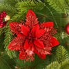 3/10Stück 14cm Weihnachtsblumen Glitzer Rot Gold Blütenkopf Weihnachtsbaumschmuck Neujahrsdekorationen für Zuhause Navidad Noel Geschenke