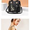 Floral Detail Shoulder Bag, Trendy Zipper Handbag For Work, Casual Crossbody Bag, Women's Floral Decor Purse