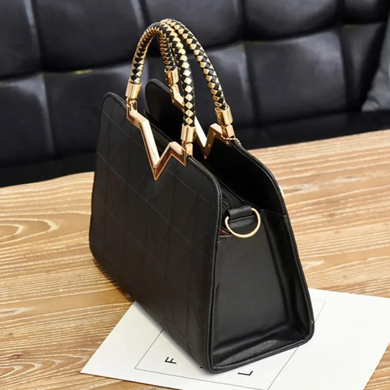 Damen Handtasche Patchwork Umhängetasche Messenger Office Work PU Leder Damen Tasche Luxus Mode Elegant