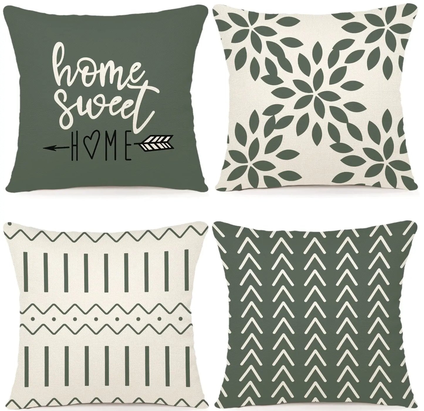 Kissenbezüge 4er-Set 45x45 cm, Moderne Sofa Kissenhülle, Dekorative Wohnzimmer Outdoor Leinenstoff Geometrisches Kissenbezug-Set Künstlerisch