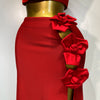 Summer New 2025 Women Sexy Flower Black Red Bandage Two Piece Set Celebrity Evening Party Skirt Suits Luxury Birthday Outfit