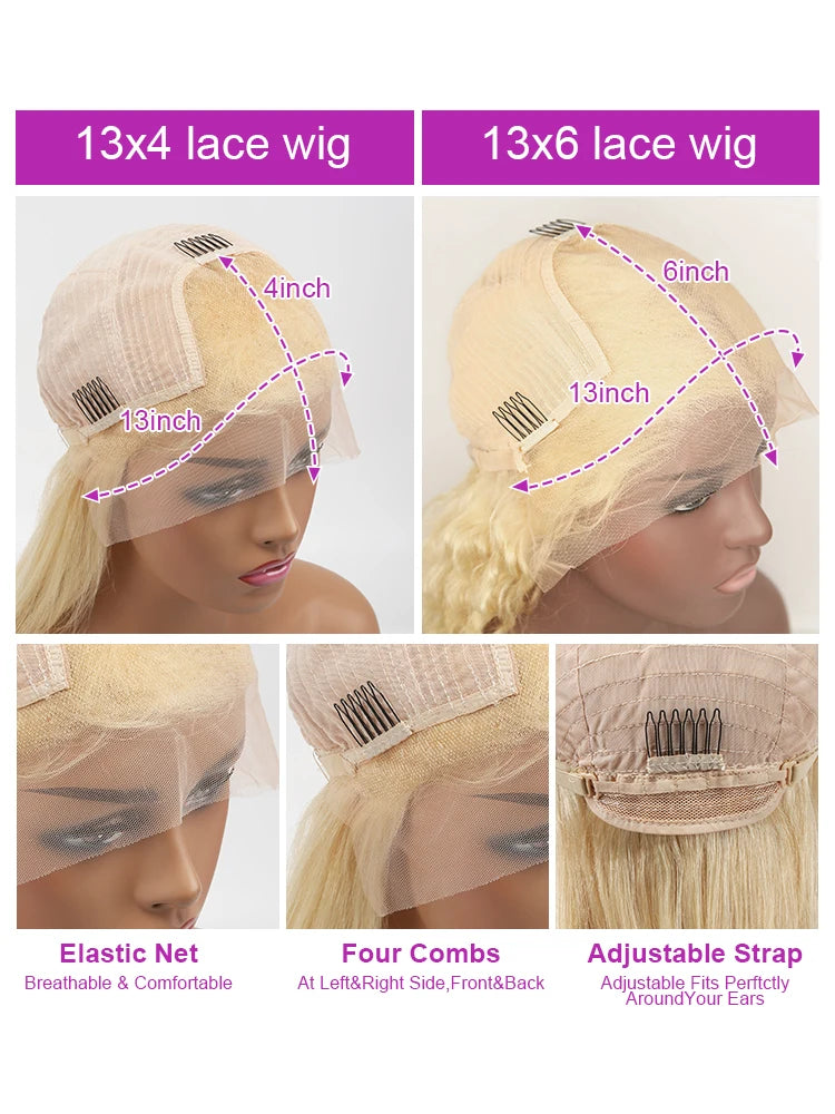 613 Transparente HD-Spitzenfront Echthaarperücke lockig 13x6 Honigblond Deep Wave Full Lace Frontal Perücke Brasilianisch 40 Zoll 250 Dichte