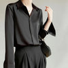 Women's Satin Blouse Long Sleeve French Fashion Solid Color Shirts Office Lady Clothes Elegant Woman Shirts Korean Ladies Wear