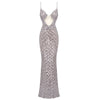 VC Sexy Deep V Plunge Neck Backless Sequins Mesh Sparkly Silver Maxi Long Dress Elegant Party Evening Outfits Vestido