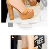 Fashion Women Pumps Sandals Summer Platform Belt Buckle Strap PU Square Heel Outdoor Korean Style Black Open Toe Grace 1550-1